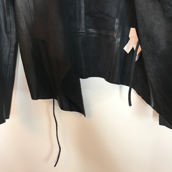 Zara Faux Leather Draped Open Front Jacket - Picture 5 of 8
